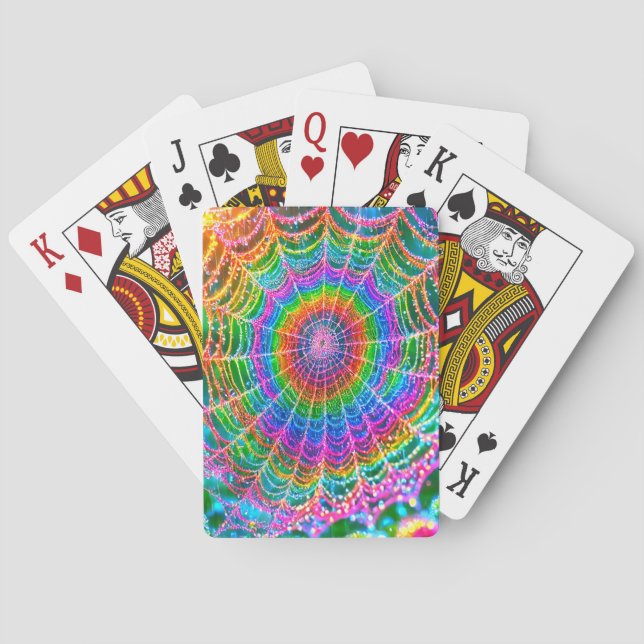 Rainbow Spider Web Playing Cards (Back)