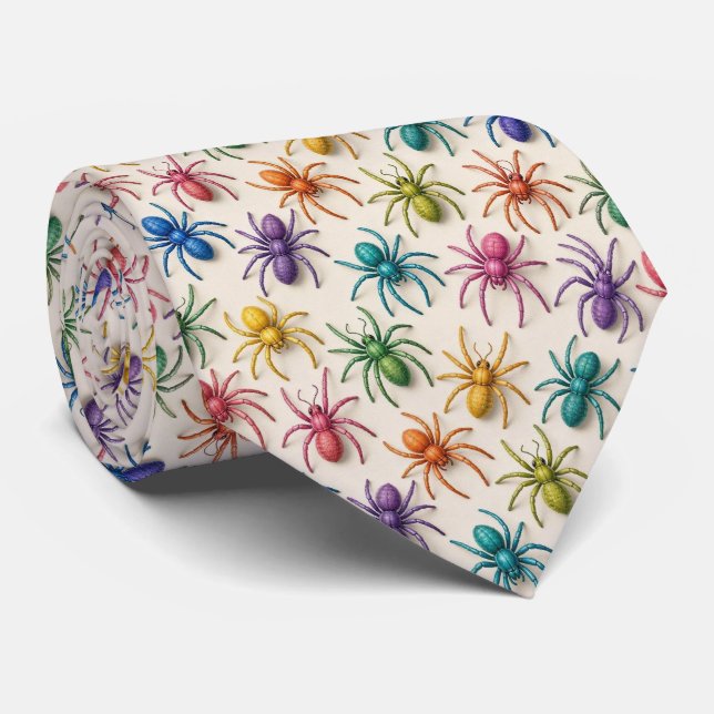 Rainbow Spiders Neck Tie (Rolled)