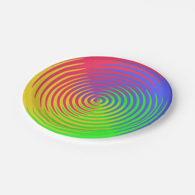 Rainbow Spiral 7 Inch Paper Plate (Angled)