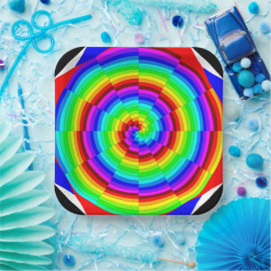 Rainbow Spiral by Kenneth Yoncich Paper Plate