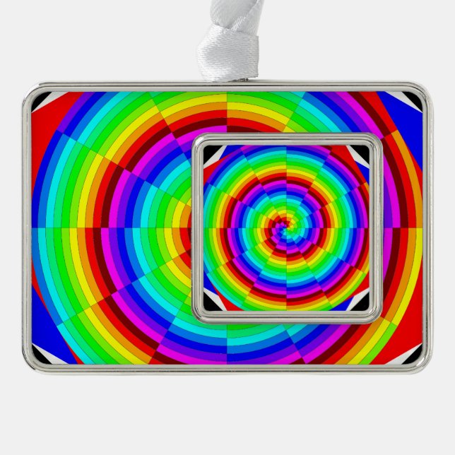 Rainbow Spiral by Kenneth Yoncich Silver Plated Framed Ornament (Front)