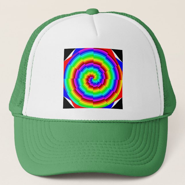 Rainbow Spiral by Kenneth Yoncich Trucker Hat (Front)