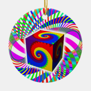 Rainbow Spiral Cube Ceramic Tree Decoration