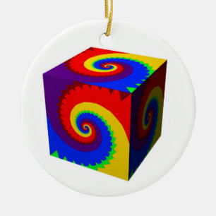 Rainbow Spiral Cube Ceramic Tree Decoration