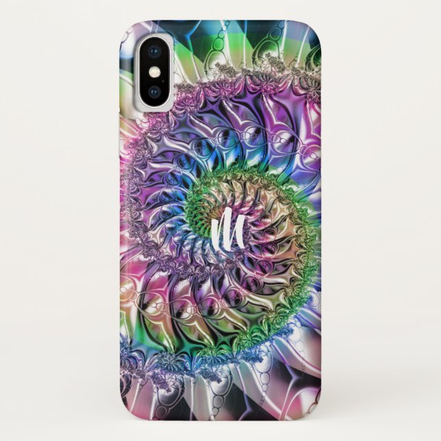 Rainbow Spiral Fractal Monogram iPhone X Case (Back)