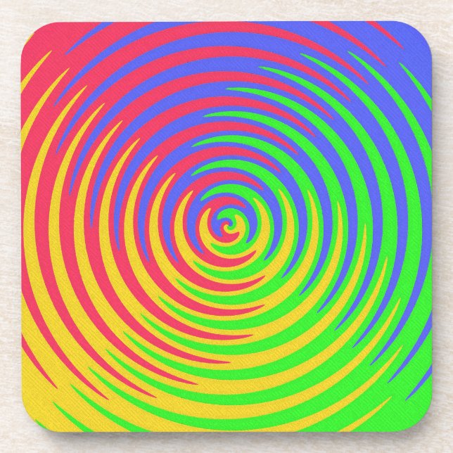 Rainbow Spiral Hard Plastic Coasters (Front)