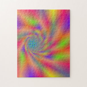 Rainbow Spiral Hole Tunnel Impossible Pattern Jigsaw Puzzle