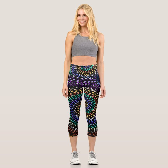Rainbow Spiral Leggings for Women | Colorful Abstr (Front)