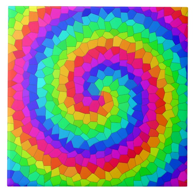 Rainbow Spiral Mosaic Tile (Front)