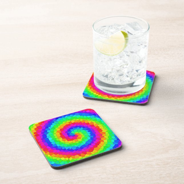 Rainbow Spiral Mosaic Tile Coaster (Right Side)