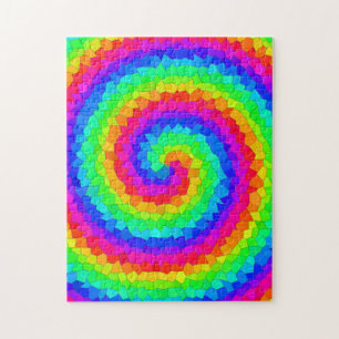 Rainbow Spiral Mosaic Tile Jigsaw Puzzle