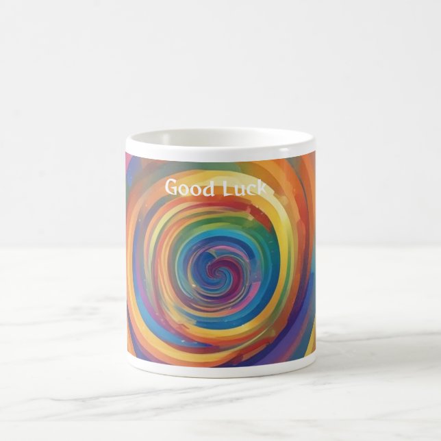Rainbow Spiral of Luck Good Luck Coffee Mug (Center)