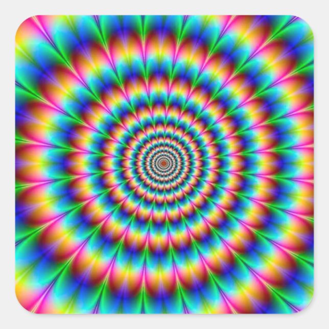 Rainbow Spiral Optical Illusion Square Sticker (Front)
