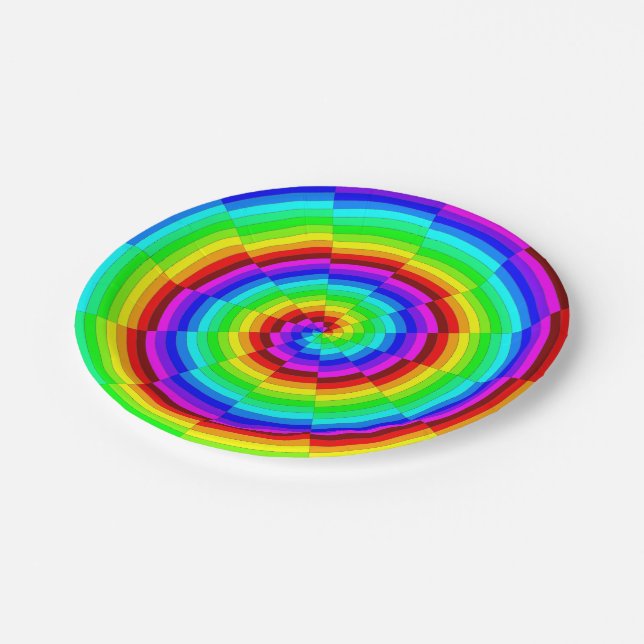 Rainbow Spiral Paper Plate (Angled)