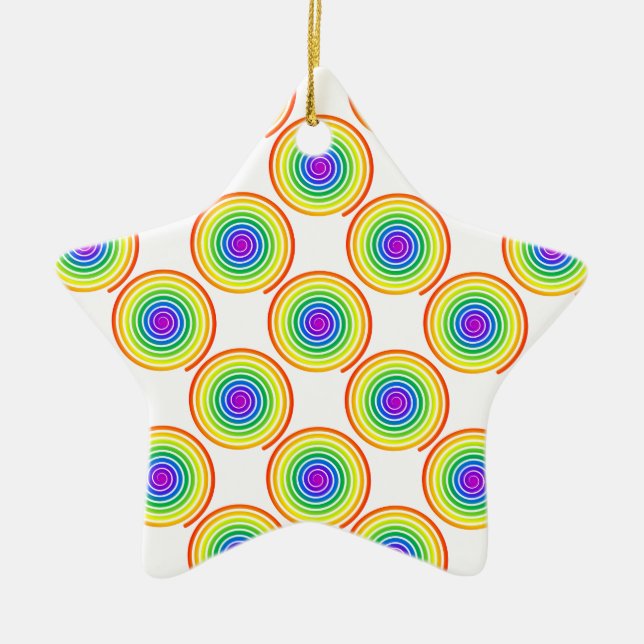 Rainbow Spiral Pattern Ceramic Tree Decoration (Front)