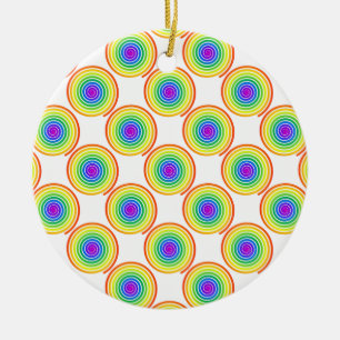 Rainbow Spiral Pattern Ceramic Tree Decoration