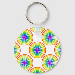 Rainbow Spiral Pattern Key Ring