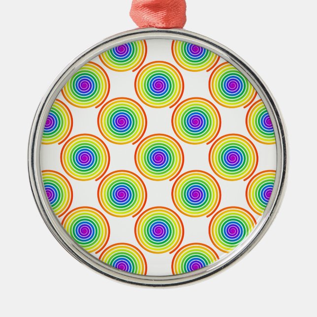 Rainbow Spiral Pattern Metal Tree Decoration (Front)