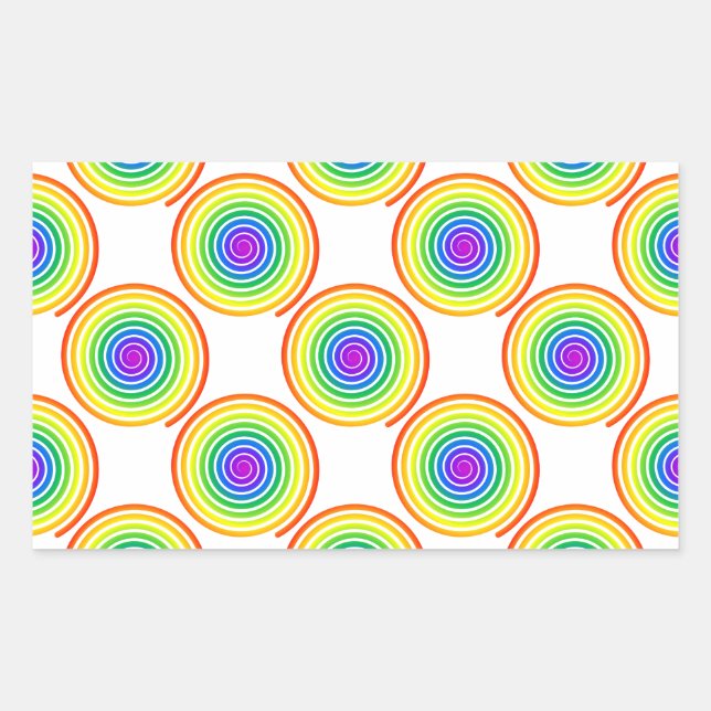 Rainbow Spiral Pattern Rectangular Sticker (Front)