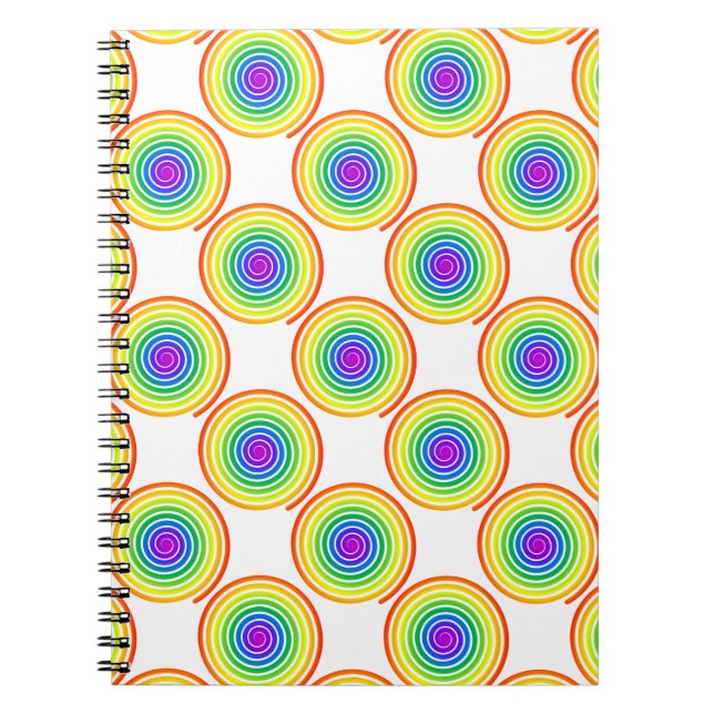 Rainbow Spiral Pattern Spiral Notebook (Front)