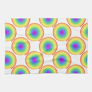Rainbow Spiral Pattern Tea Towel