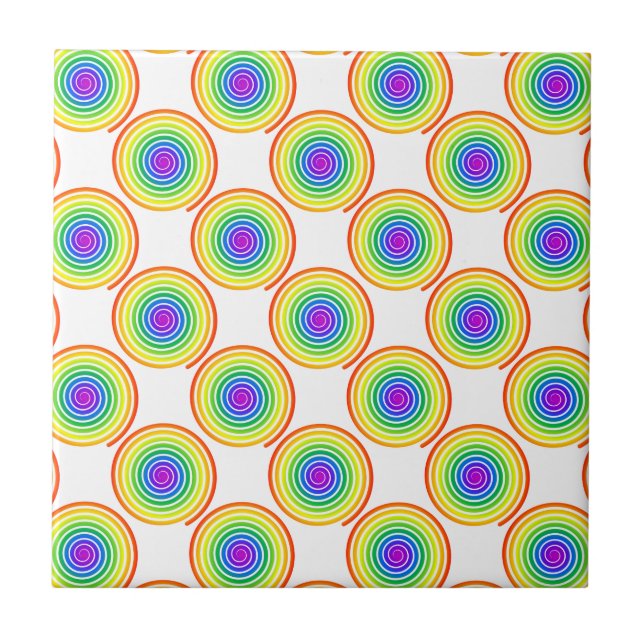 Rainbow Spiral Pattern Tile (Front)