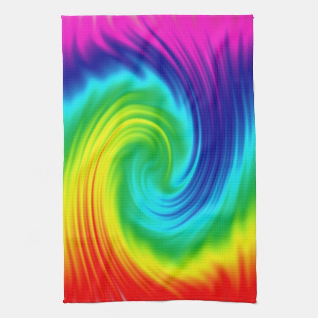 Rainbow spiral tea towel (Vertical)