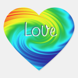 rainbow spiral.text. heart sticker