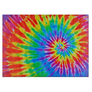 Rainbow Spiral Tie Dye Glass Cutting Board