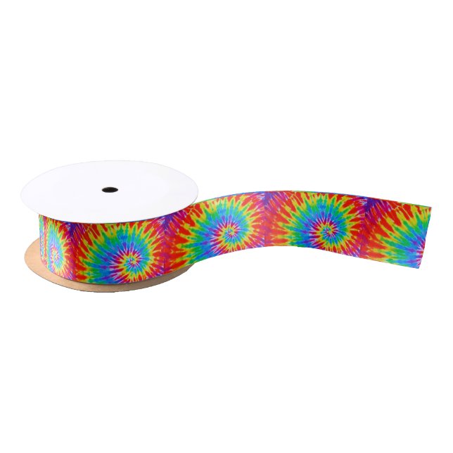 Rainbow Spiral Tie Dye Satin Ribbon (Spool)
