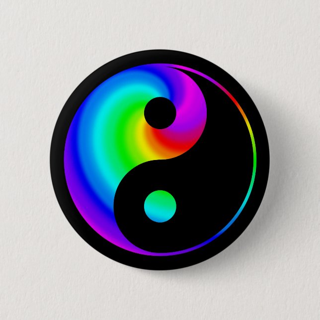 Rainbow Spiral Yin Yang Symbol Button (Front)