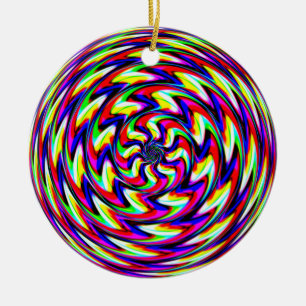 Rainbow Spiralism (add words) Ceramic Tree Decoration