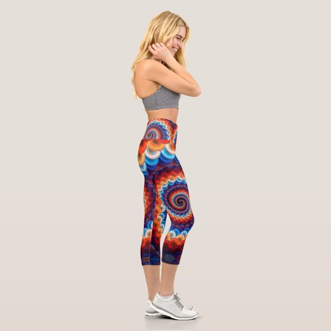 rainbow spirals High Waisted Capris (Right)