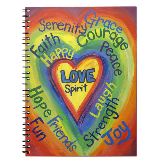 Rainbow Spirit Heart Love Art Journal Notebook  (Front)