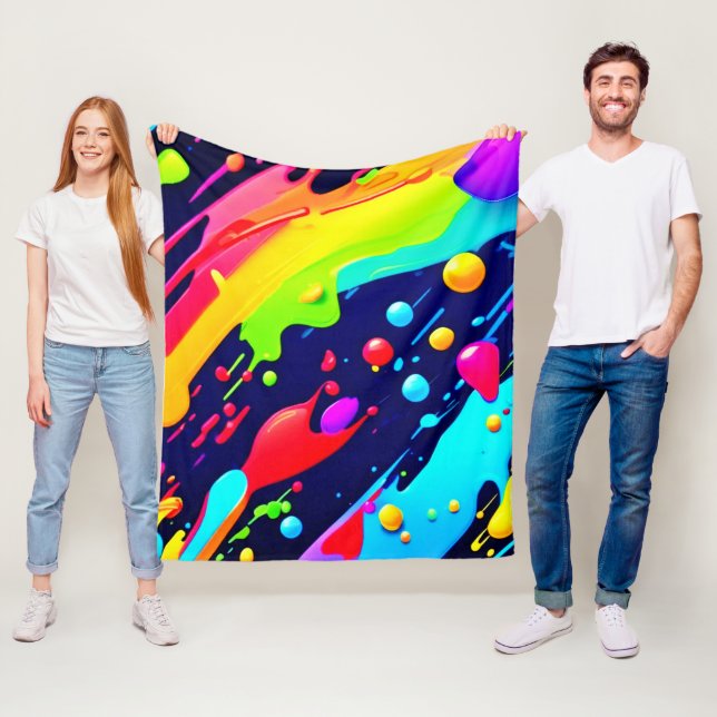 Rainbow Splash Art Fleece Blanket (In Situ)