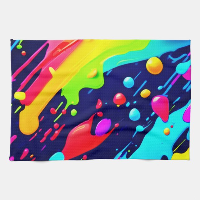 Rainbow Splash Art Tea Towel (Horizontal)