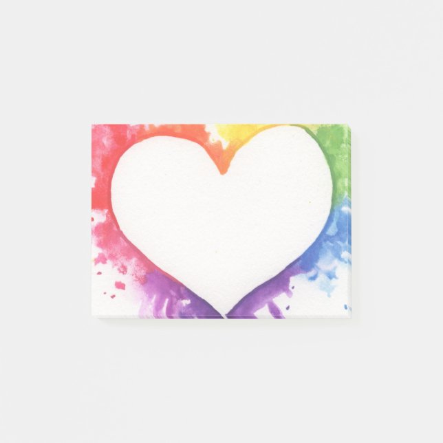 Rainbow Splash Heart Sticky Notes (Front)