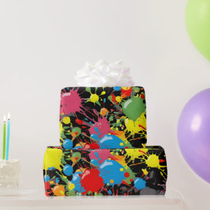 Rainbow Splash Paint Droplets PD Wrapping Paper