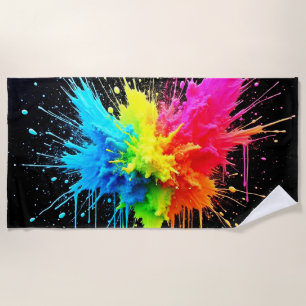 Rainbow Splash Powder Art Beach Towel