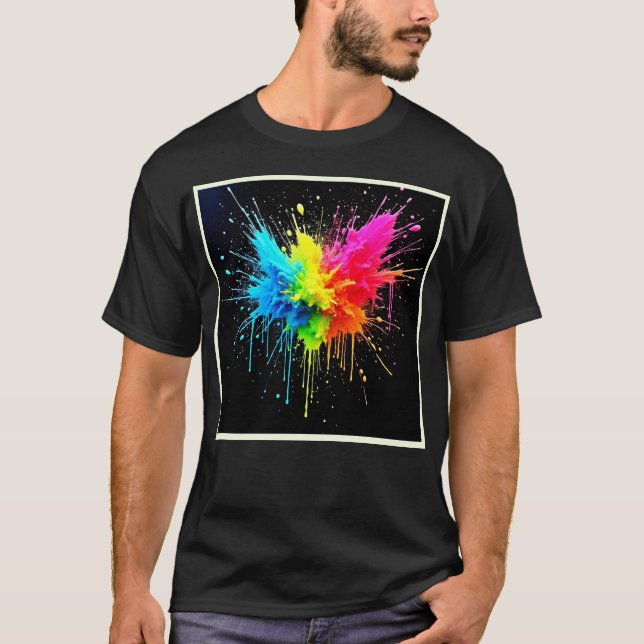Rainbow Splash Powder Art T-Shirt (Front)