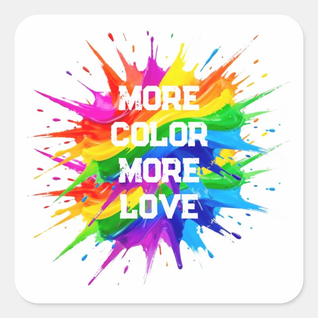 Rainbow Splash Pride Month Design Square Sticker (Front)