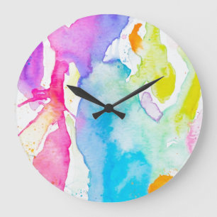 Rainbow Splatter Clock By Megaflora