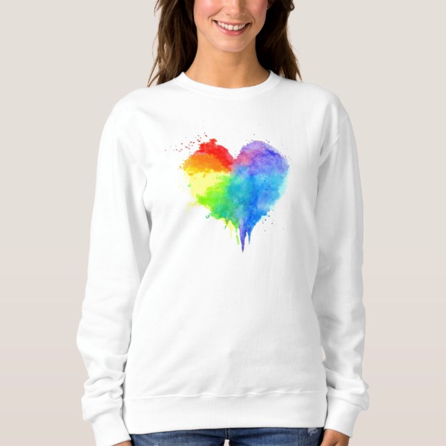 Rainbow Splatter Heart Sweatshirt (Front)