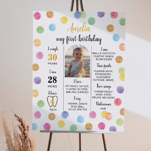 Rainbow Spot Pastel Birthday Milestone Poster