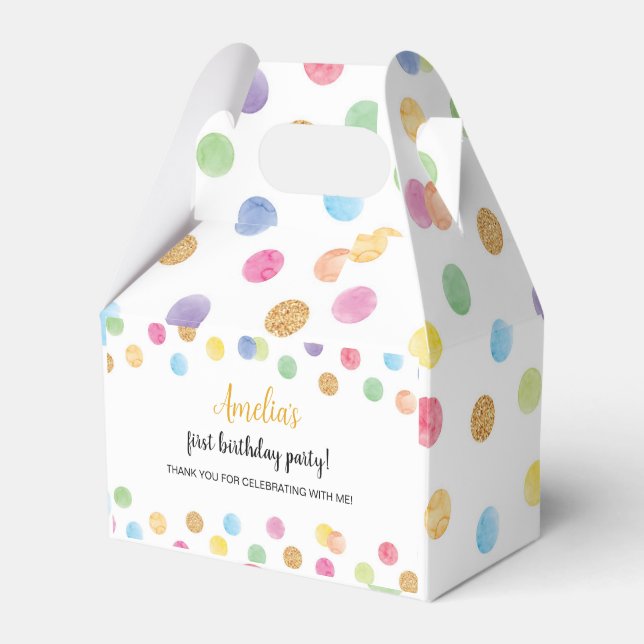 Rainbow Spot Pastel Favour Box Birthday Party (Front Side)