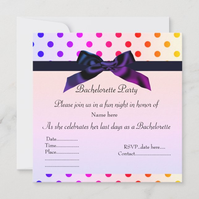 RAINBOW SPOT PINK BACHELORETTE INVITATION (Front)