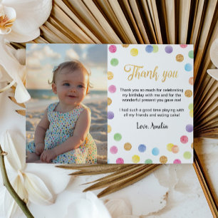 Rainbow Spot Thank You Card Birthday Party