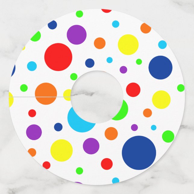 Rainbow Spots Paper Wine Glass Tags (Front)