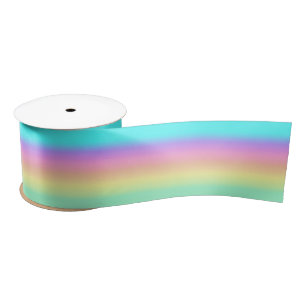 Rainbow Spring Pastels in Gradient Stripes Satin Ribbon
