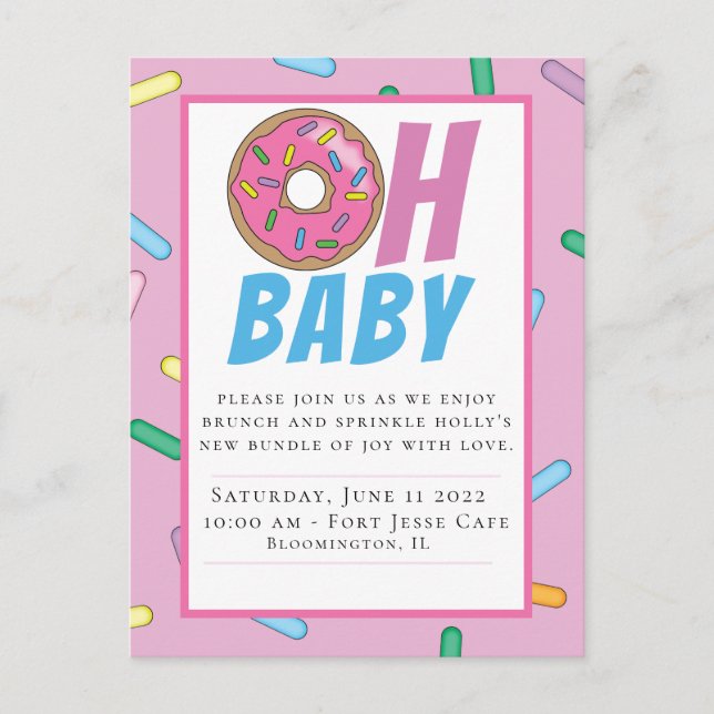 Rainbow Sprinkle Baby Shower Postcard Invitation (Front)